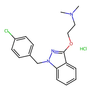 1H-Indazole, 1-(p-chlorobenzyl)-3-(2-(dimethylamino)ethoxy)-, monohydrochloride structure