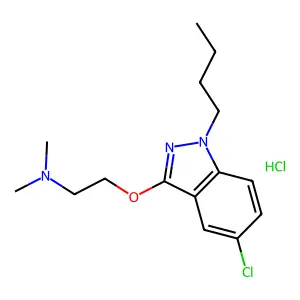 1H-Indazole, 1-butyl-5-chloro-3-(2-(dimethylamino)ethoxy)-, monohydrochloride structure