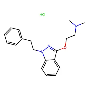 1H-Indazole, 3-(2-(dimethylamino)ethoxy)-1-phenethyl-, monohydrochloride structure