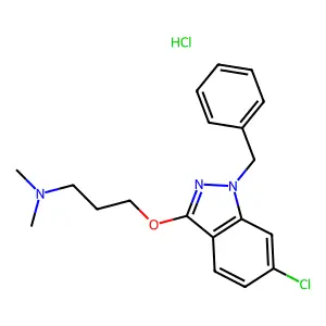 1H-Indazole, 1-benzyl-6-chloro-3-(3-(dimethylamino)propoxy)-, monohydrochloride structure