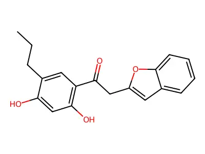 2-(Benzofuran-2-yl)-1-(2,4-dihydroxy-5-propylphenyl)ethanone structure