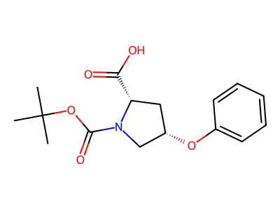 (2S,4S)-1-((tert-butoxy)carbonyl)-4-phenoxypyrrolidine-2-carboxylic acid structure