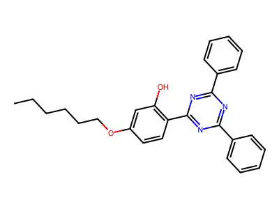 2-(2-Hydroxy-4-hexyloxyphenyl)-4,6-diphenyl-1,3,5-triazine structure