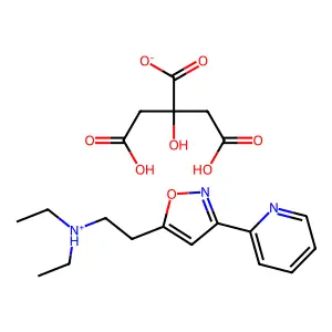 Isoxazole, 5-(2-(diethylamino)ethyl)-3-(2-pyridyl)-, citrate structure