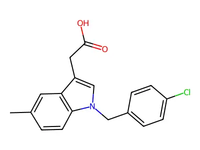 {1-[(4-Chlorophenyl)methyl]-5-methyl-1H-indol-3-yl}acetic acid structure