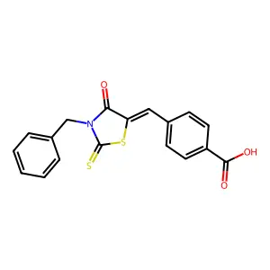 4-[(3-Benzyl-4-oxo-2-thioxo-1,3-thiazolidin-5-ylidene)methyl]benzoic acid structure