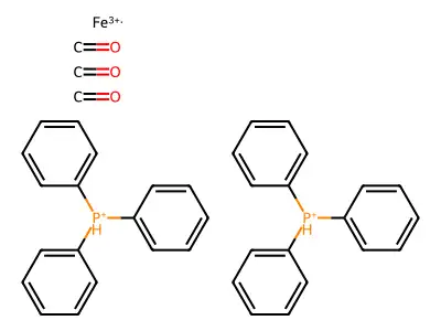 Bis-triphenyl phosphine iron tricarbonyl structure