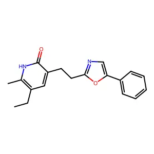 3-[2-(5-Phenyloxazol-2-yl)ethyl]-5-ethyl-6-methylpyridin-2(1H)-one structure