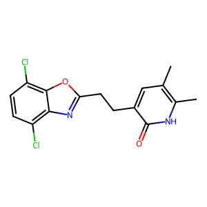 3-[2-(4,7-dichloro-1,3-benzoxazol-2-yl)ethyl]-5,6-dimethyl-1H-pyridin-2-one structure