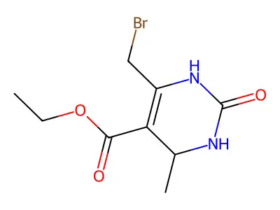 ethyl(4s)-6-(bromomethyl)-4-methyl-2-oxo-1,2,3,4-tetrahydropyrimidine-5-carboxylate structure