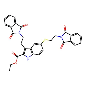 ethyl 3-[2-(1,3-dioxoisoindol-2-yl)ethyl]-5-[2-(1,3-dioxoisoindol-2-yl)ethylsulfanyl]-1H-indole-2-carboxylate structure