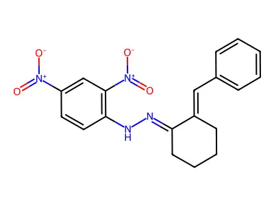 N-[(2-benzylidenecyclohexylidene)amino]-2,4-dinitroaniline structure