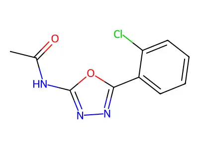 N-[5-(2-chlorophenyl)-1,3,4-oxadiazol-2-yl]acetamide structure