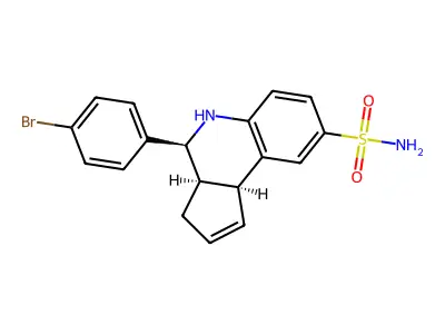 4-(4-bromophenyl)-3a,4,5,9b-tetrahydro-3H-cyclopenta(c)quinoline-8-sulfonamide structure