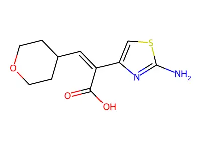 4-Thiazoleacetic acid, 2-amino-I+/--[(tetrahydro-2H-pyran-4-yl)methylene]-, (Z)- structure