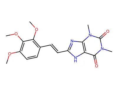 1,3-dimethyl-8-[2-(2,3,4-trimethoxyphenyl)ethenyl]-7H-purine-2,6-dione structure