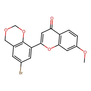 2-(6-bromo-4H-benzo[d][1,3]dioxin-8-yl)-7-methoxy-4H-chromen-4-one structure