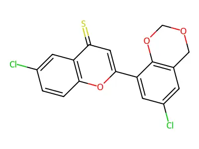 6-chloro-2-(6-chloro-4H-benzo[d][1,3]dioxin-8-yl)-4H-chromene-4-thione structure
