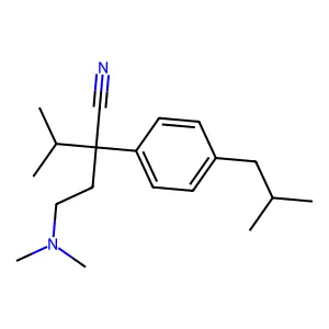 Butyronitrile, 4-(dimethylamino)-2-(p-isobutylphenyl)-2-isopropyl- structure
