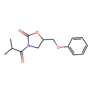 3-Isobutyryl-5-phenoxymethyl-2-oxazolidinone structure
