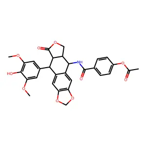 Benzamide, 4-(acetyloxy)-N-((5S,5aS,8aR,9R)-5,5a,6,8,8a,9-hexahydro-9-(4-hydroxy-3,5-dimethoxyphenyl)-8-oxofuro(3',4':6,7)naphtho(2,3-d)-1,3-dioxol-5-yl)- structure