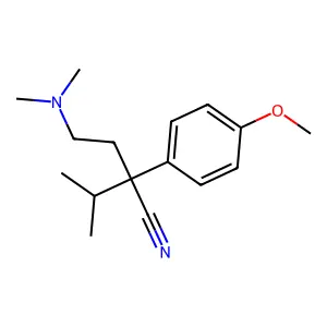 Butyronitrile, 4-(dimethylamino)-2-isopropyl-2-(p-methoxyphenyl)- structure