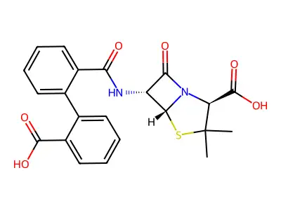 2-(2'-Carboxyphenyl)benzoyl-6-aminopenicillanic acid structure