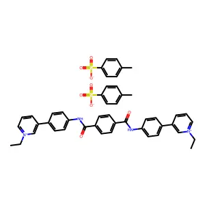 Pyridinium, 3,3'-(terephthaloylbis(imino-p-phenylene))bis(1-ethyl-, di-p-toluenesulfonate structure