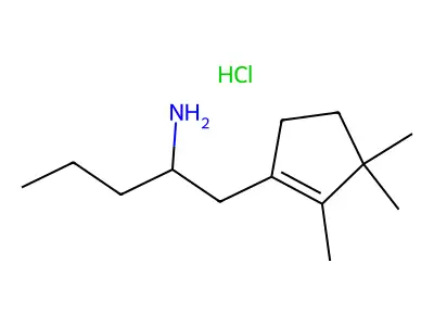 1-(2,3,3-Trimethylcyclopent-1-en-1-yl)pentan-2-amine--hydrogen chloride (1/1) structure