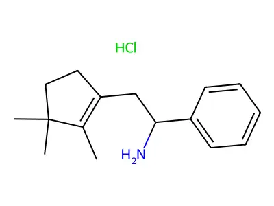 1-Amino-2-(2,3,3-trimethylcyclopent-1-en-1-yl)-1-phenylethane hydrochloride structure