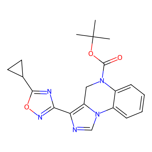 4,5-Dihydro-3-(5-cyclopropyl-1,2,4-oxadiazol-3-yl)imidazo[1,5-a]quinoxaline-5-carboxylic acid tert-butyl ester structure