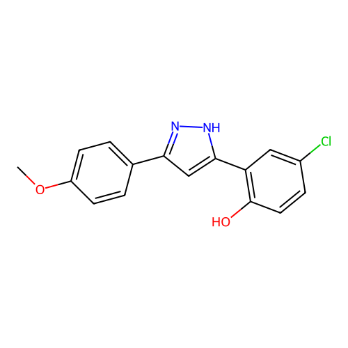 4-chloro-2-[5-(4-methoxyphenyl)-1H-pyrazol-3-yl]phenol structure