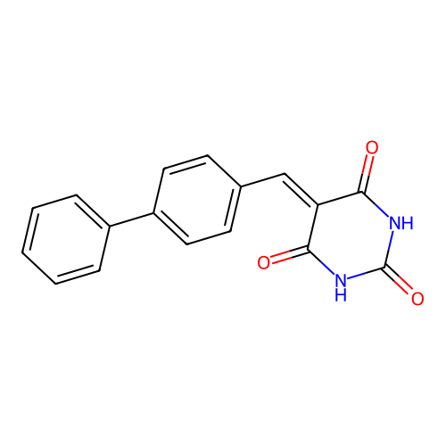 5-(biphenyl-4-ylmethylidene)pyrimidine-2,4,6(1H,3H,5H)-trione structure