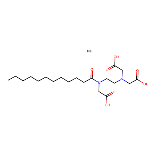 IUPAC: 2-[carboxymethyl-[2-(carboxymethyl-dodecanoyl-amino)ethyl]amino]acetic Acid; Sodium structure
