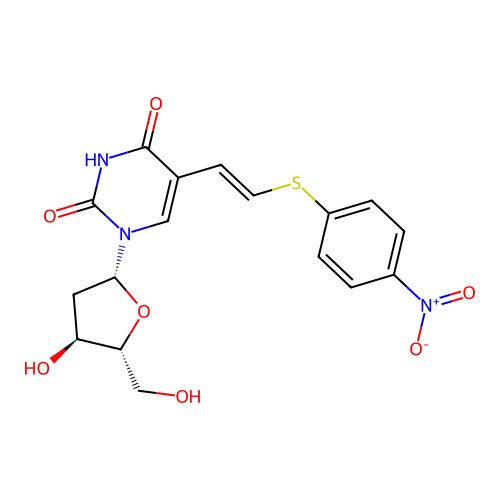 2'-Deoxy-5-[2-(4-nitrophenyl)thio]ethenyl]uridine structure