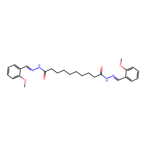 N,N'-bis[(2-methoxyphenyl)methylideneamino]decanediamide structure