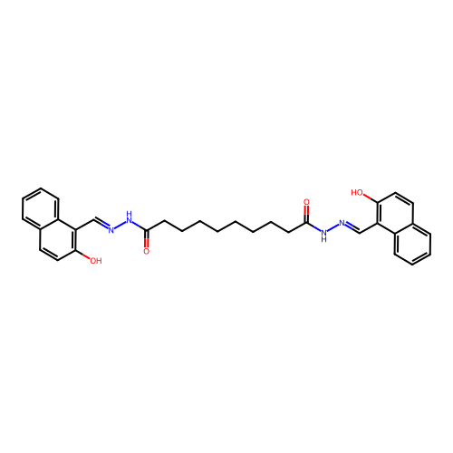 N,N'-bis[(2-hydroxynaphthalen-1-yl)methylideneamino]decanediamide structure