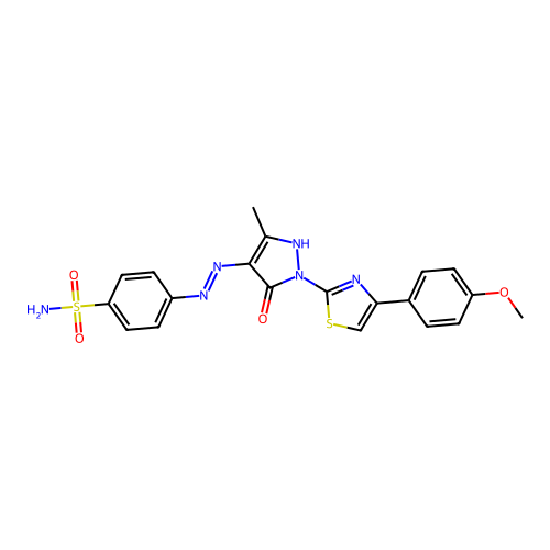 4-(2-{1-[4-(4-methoxyphenyl)-1,3-thiazol-2-yl]-3-methyl-5-oxo-1,5-dihydro-4H-pyrazol-4-ylidene}hydrazino)benzenesulfonamide structure
