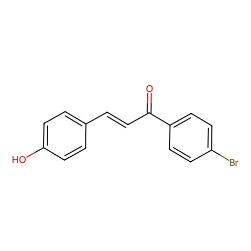 (E)-1-(4-bromophenyl)-3-(4-hydroxyphenyl)prop-2-en-1-one structure