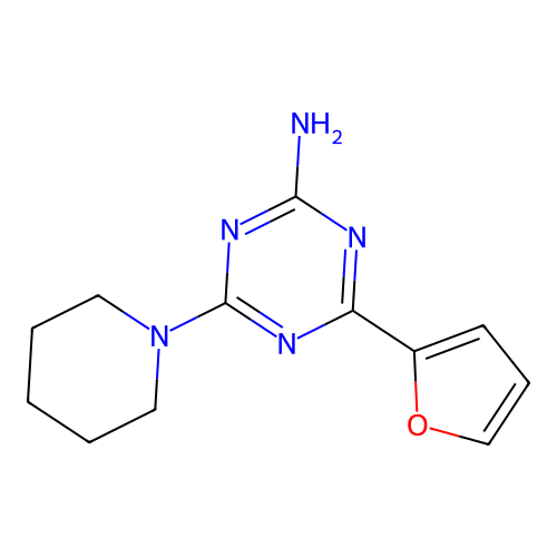 4-(Furan-2-yl)-6-(piperidin-1-yl)-1,3,5-triazin-2-amine structure