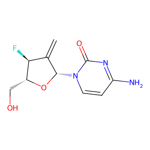 cytidine, 2',3'-dideoxy-3'-fluoro-2-methylene- structure