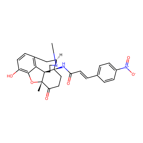 5-Methyl-14-(4-nitrocinnamoylamino)-7,8-dihydromorphinone structure