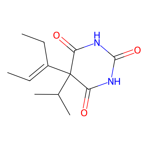 Barbituric acid, 5-(1-ethyl-1-propenyl)-5-isopropyl- structure