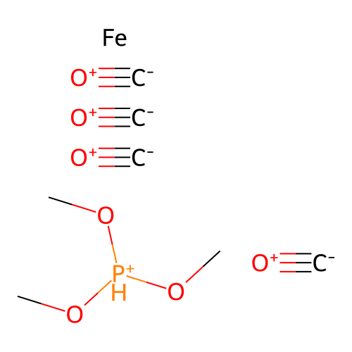 Tetracarbonyl(trimethyl phosphite-P)-iron structure