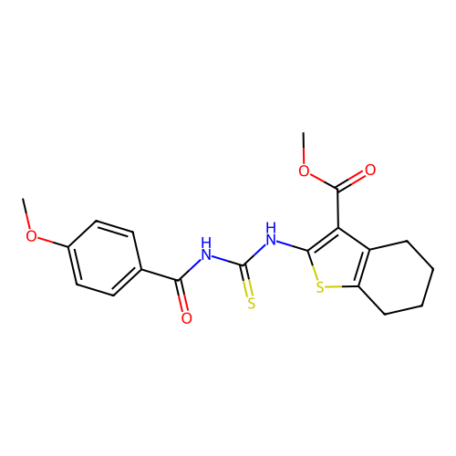 METHYL 2-({[(4-METHOXYBENZOYL)AMINO]CARBOTHIOYL}AMINO)-4,5,6,7-TETRAHYDRO-1-BENZOTHIOPHENE-3-CARBOXYLATE structure