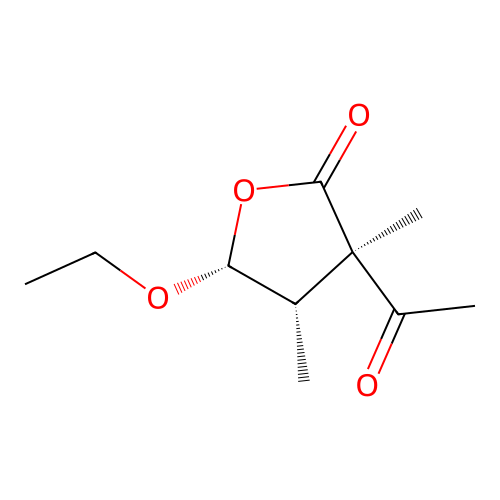 (3R,4S,5R)-3-acetyl-5-ethoxy-3,4-dimethyloxolan-2-one structure