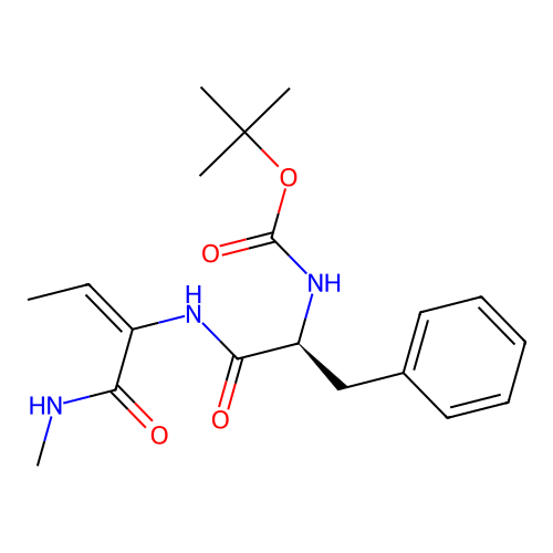 N-butyloxycarbonyl-phenylalanyl--dehydroaminobutyryl-NH-CH3 structure