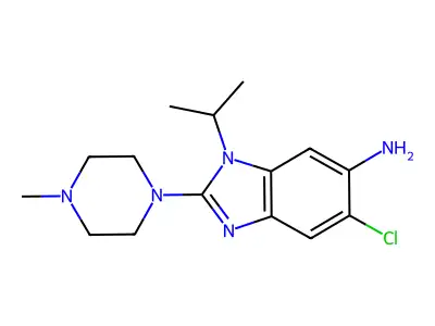 1H-Benzimidazol-6-amine, 5-chloro-1-(1-methylethyl)-2-(4-methyl-1-piperazinyl)- structure