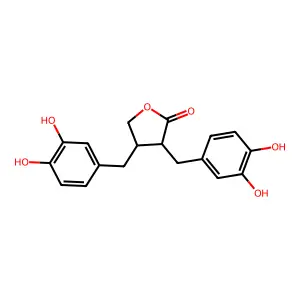 (3R,4R)-3,4-bis(3,4-dihydroxybenzyl)dihydrofuran-2(3H)-one structure