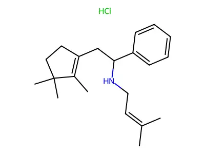 N-(3-Metilbut 2-en-1-il)-1-fenil-2-(2,3,3-trimetil-ciclopent-2-en-1-il)etilammina cloridrato structure